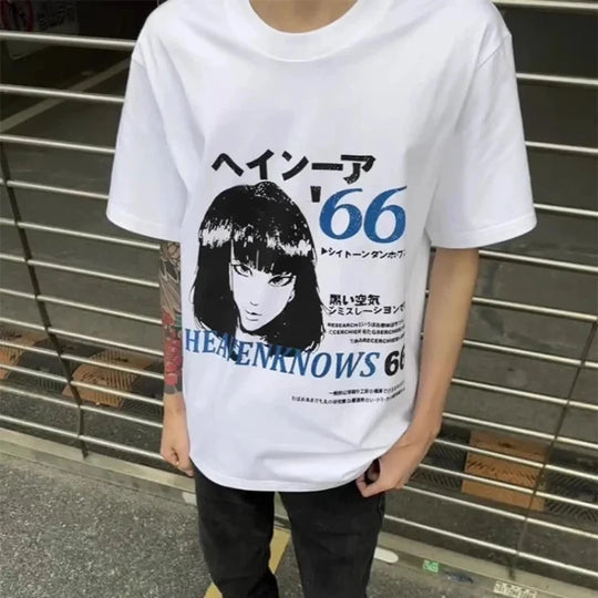 Anime Graphic Tee – Men's Oversized Vintage T-Shirt