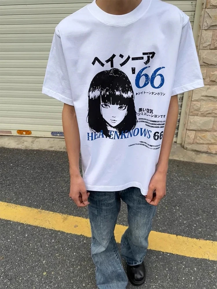 Anime Graphic Tee – Men's Oversized Vintage T-Shirt