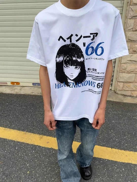 Anime Graphic Tee – Men's Oversized Vintage T-Shirt