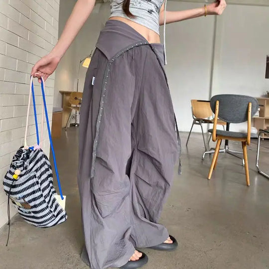 Parachute Wide-Leg Trousers – Women's Lightweight Cargo Pants