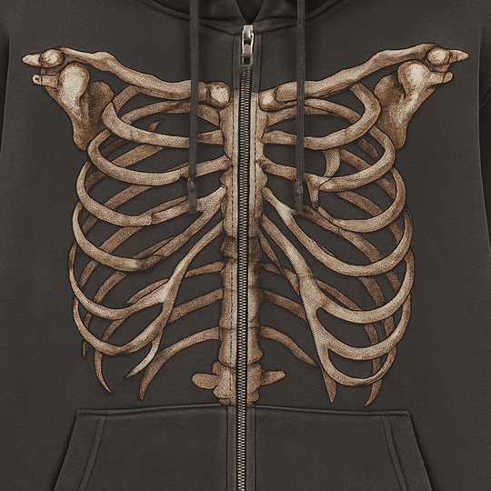 LifeOfStreetwear | Men’s Gray Y2K Skeleton Zip Up Hoodie