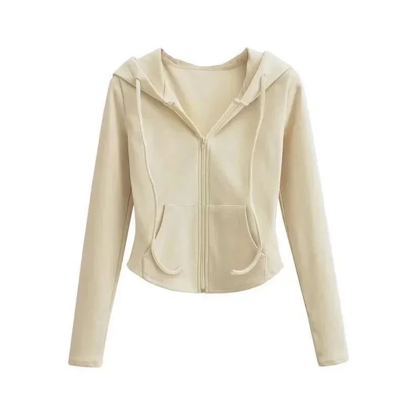Slim Fit Zip-Up Hoodie – Women's Cropped Activewear