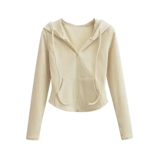 Slim Fit Zip-Up Hoodie – Women's Cropped Activewear