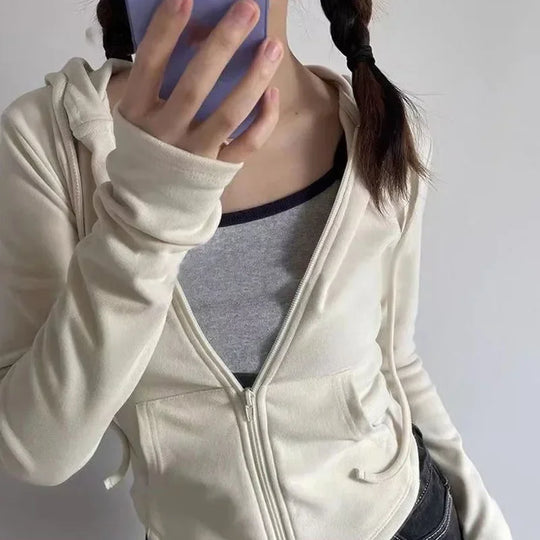 Slim Fit Zip-Up Hoodie – Women's Cropped Activewear