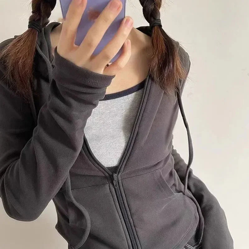 Slim Fit Zip-Up Hoodie – Women's Cropped Activewear