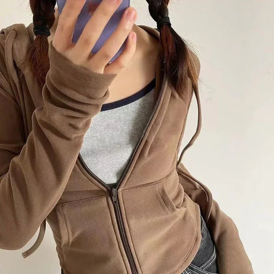 Slim Fit Zip-Up Hoodie – Women's Cropped Activewear