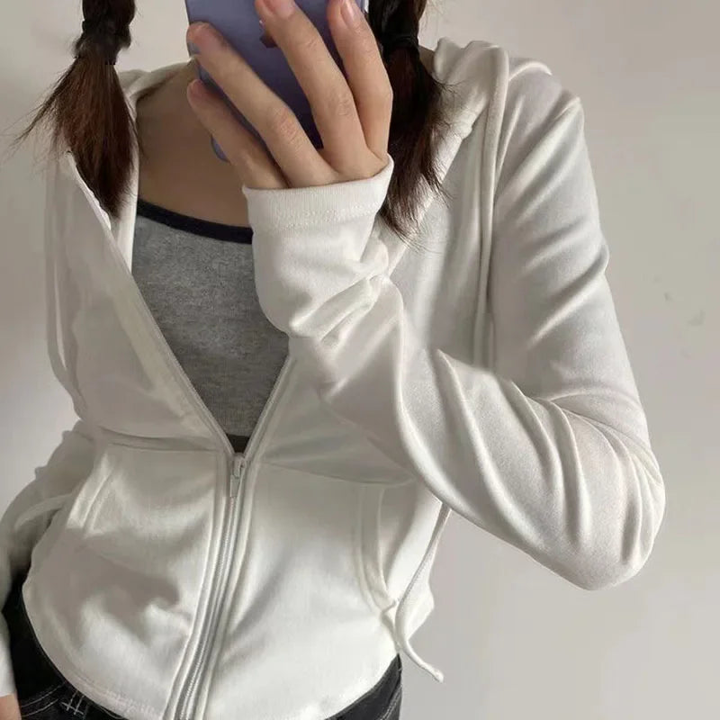 Slim Fit Zip-Up Hoodie – Women's Cropped Activewear