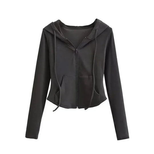 Slim Fit Zip-Up Hoodie – Women's Cropped Activewear