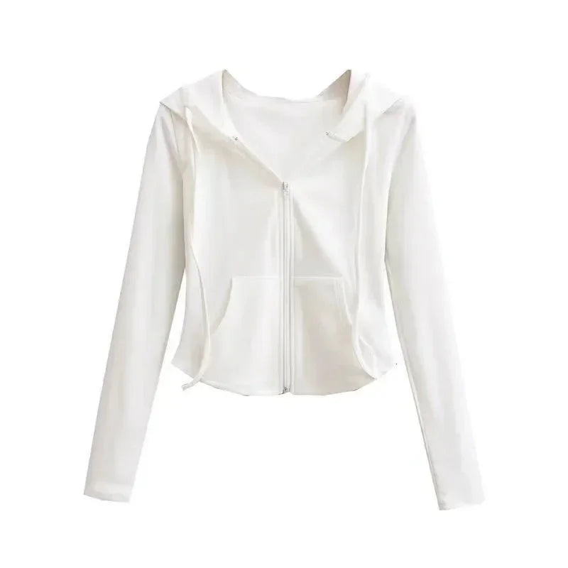 Slim Fit Zip-Up Hoodie – Women's Cropped Activewear