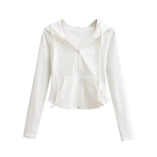 Slim Fit Zip-Up Hoodie – Women's Cropped Activewear