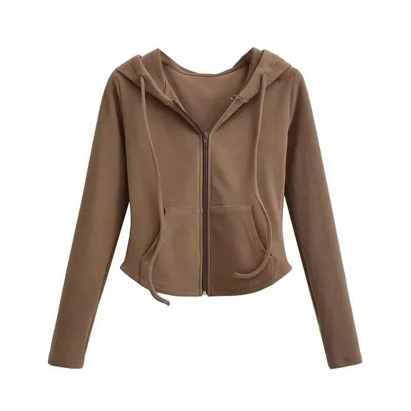 Slim Fit Zip-Up Hoodie – Women's Cropped Activewear
