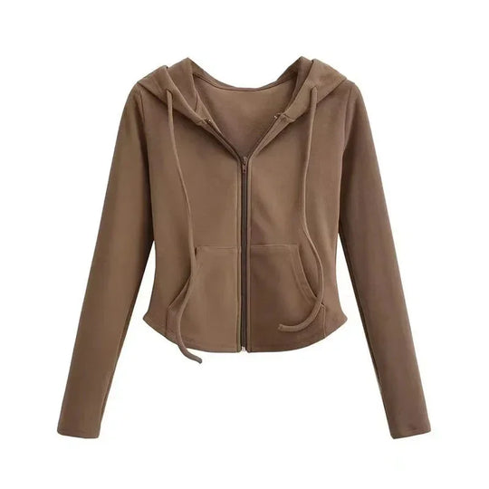 Slim Fit Zip-Up Hoodie – Women's Cropped Activewear