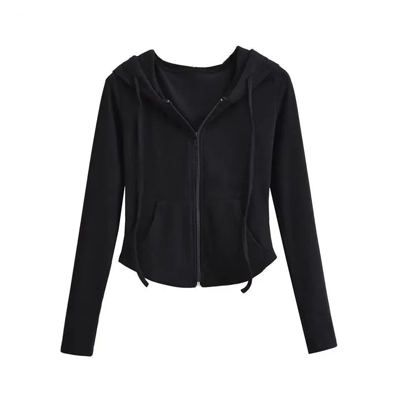 Slim Fit Zip-Up Hoodie – Women's Cropped Activewear