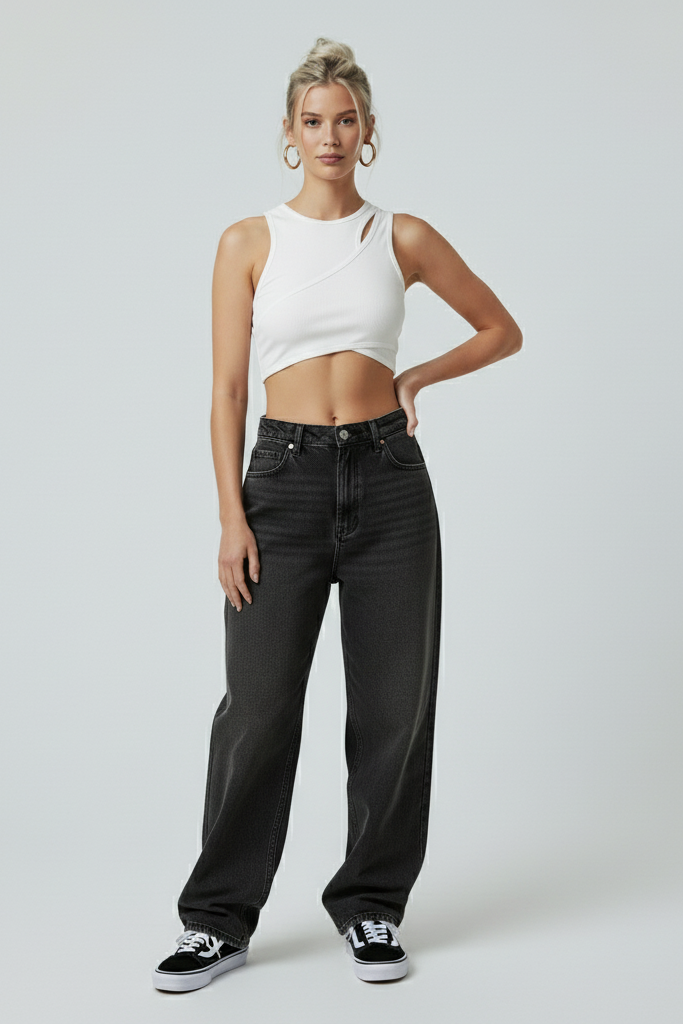 LifeOfStreetwear | Women’s Asymmetrical White Crop Top – Y2K Style