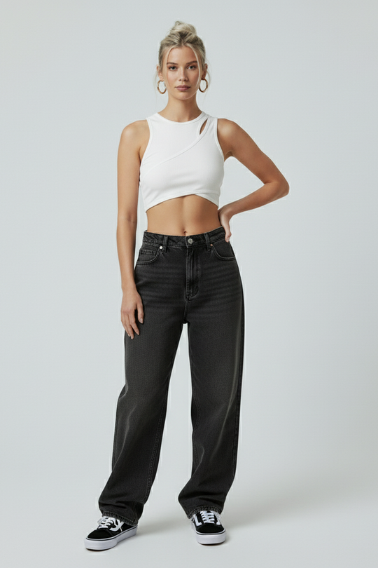 LifeOfStreetwear | Women’s Asymmetrical White Crop Top – Y2K Style