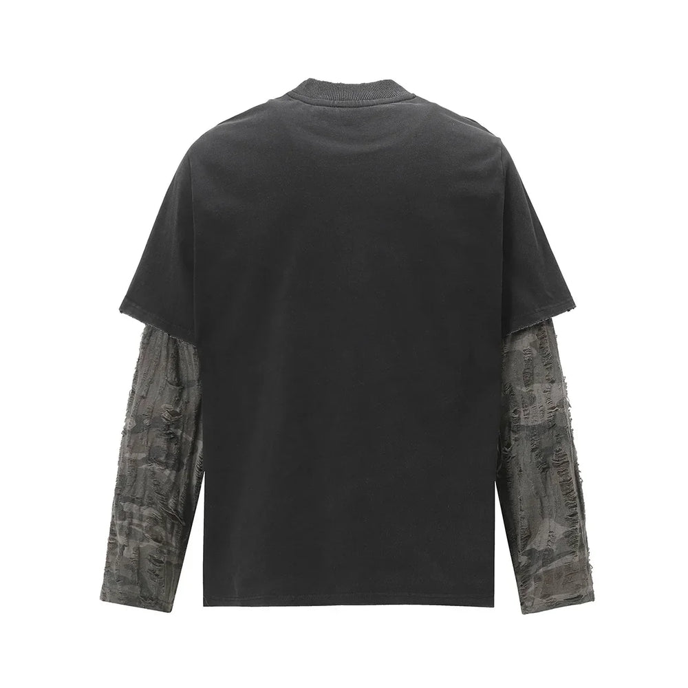 Grunge Mock Layered Top – Men's Relaxed Long Sleeve T-Shirt
