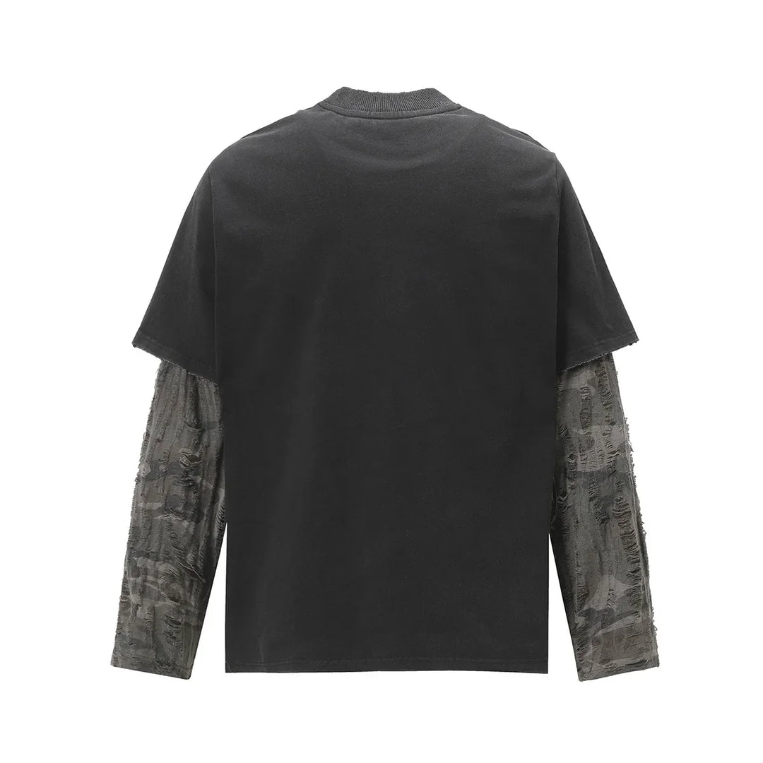Grunge Mock Layered Top – Men's Relaxed Long Sleeve T-Shirt