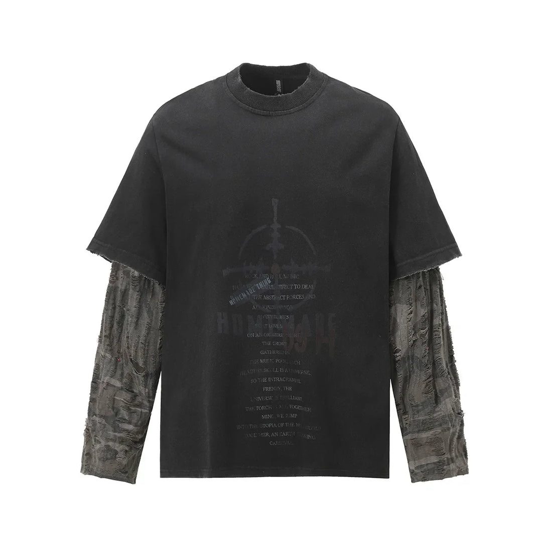 Grunge Mock Layered Top – Men's Relaxed Long Sleeve T-Shirt