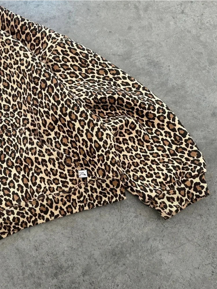 Leopard Print Graphic Hoodie – Animal Print Pullover