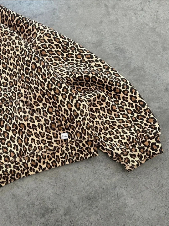 Leopard Print Graphic Hoodie – Animal Print Pullover