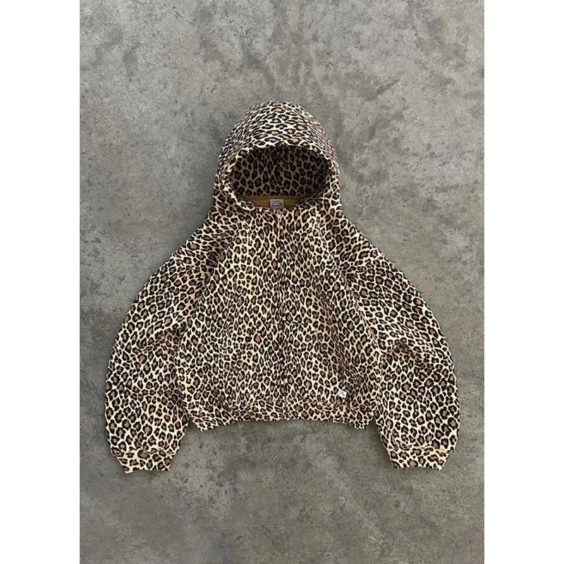 Leopard Print Graphic Hoodie – Animal Print Pullover