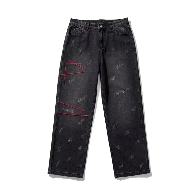Distressed Straight Leg Jeans – Men's Baggy Denim