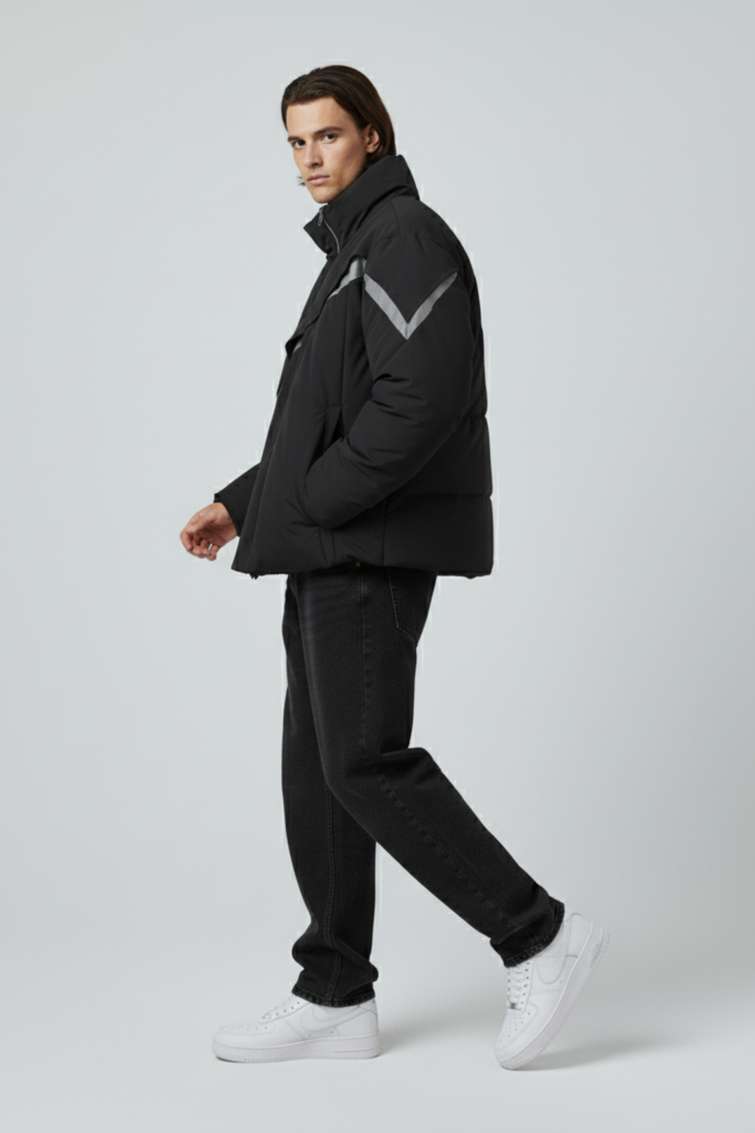 LifeOfStreetwear | Men’s Black Puffer Jacket Asymmetrical