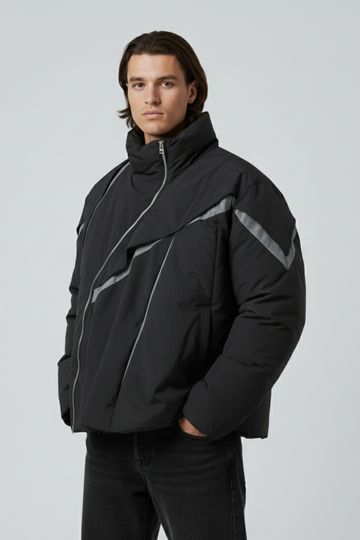 LifeOfStreetwear | Men’s Black Puffer Jacket Asymmetrical