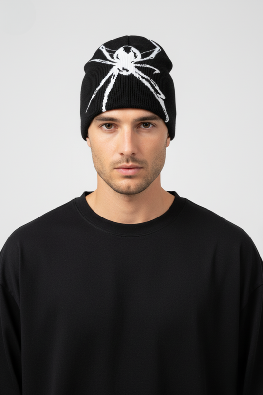 LifeOfStreetwear | Black Y2K Spider Web Beanie