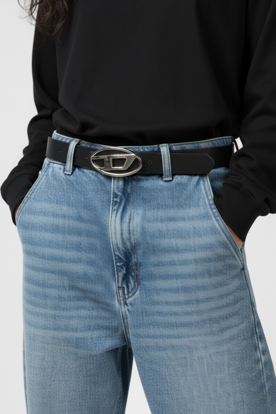 LifeOfStreetwear | Black Y2K Belt with Silver Buckle