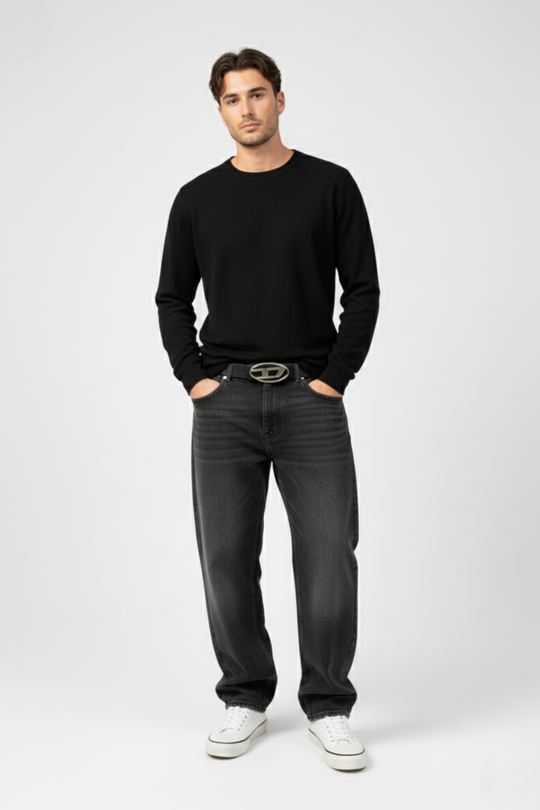 LifeOfStreetwear | Black Y2K Belt with Silver Buckle