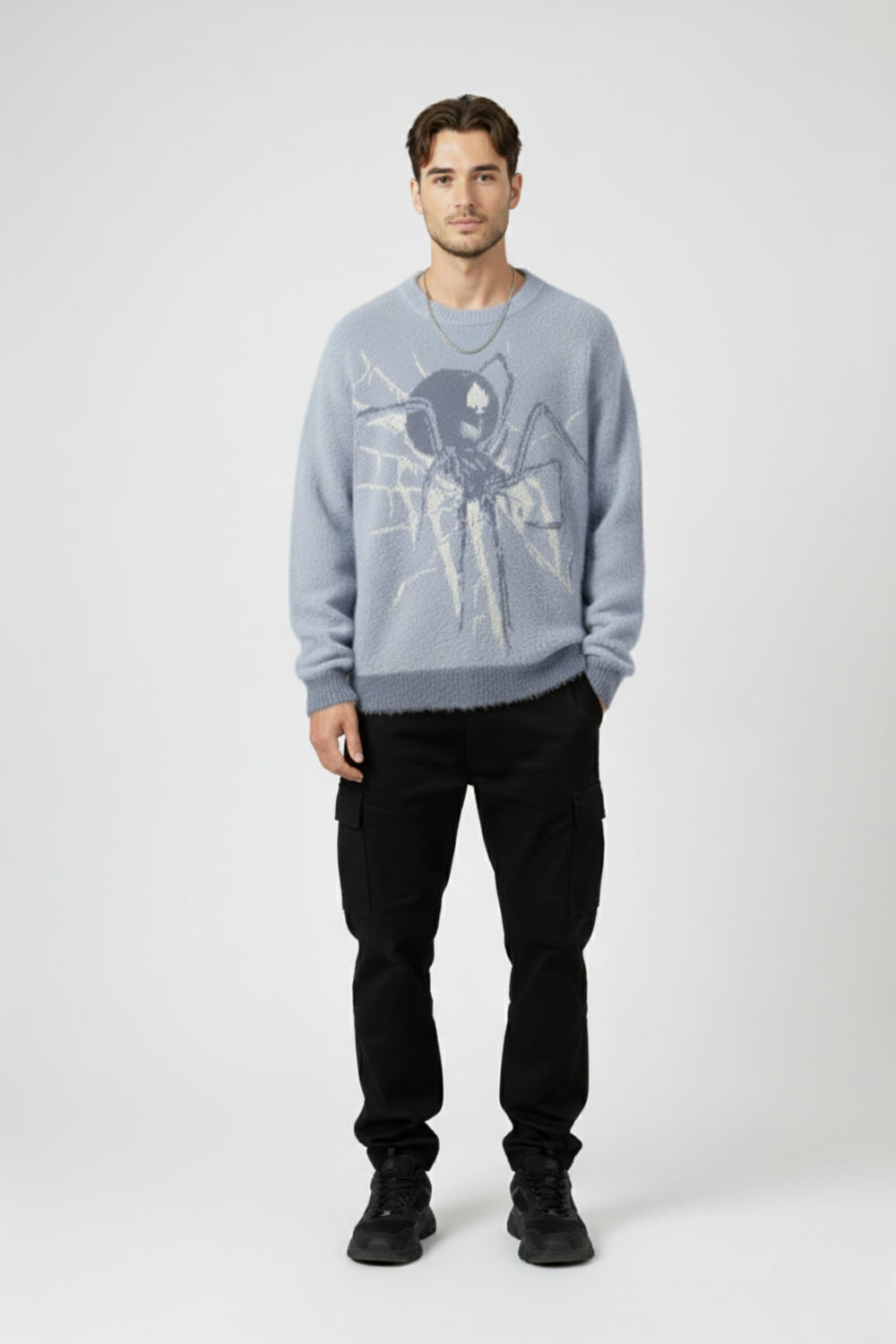 LifeOfStreetwear | Men’s Oversized Spider Sweater – Y2K Knit