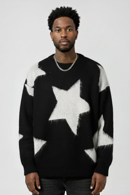 LifeOfStreetwear | Men’s Oversized Black Star Sweater