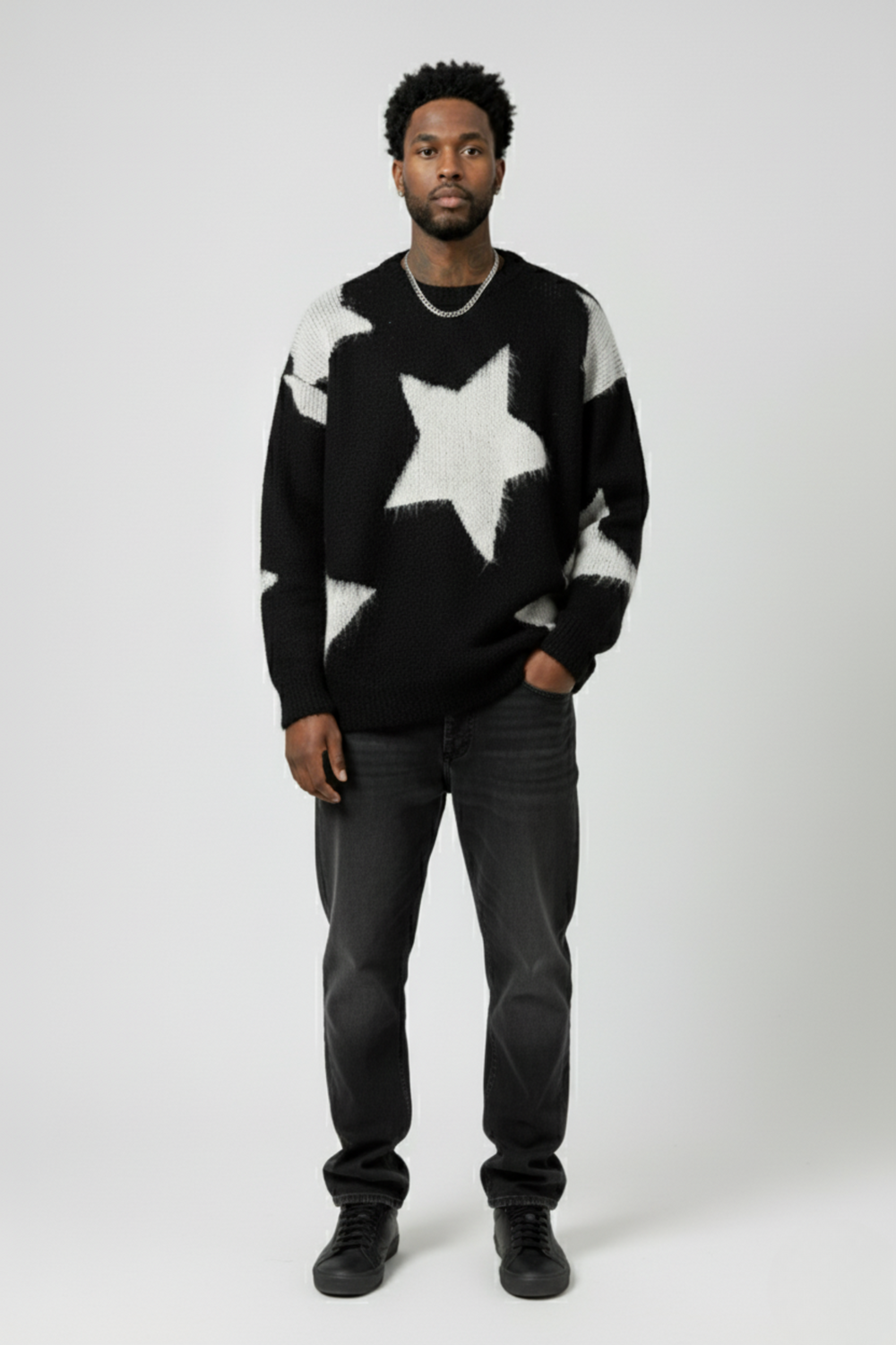 LifeOfStreetwear | Men’s Oversized Black Star Sweater