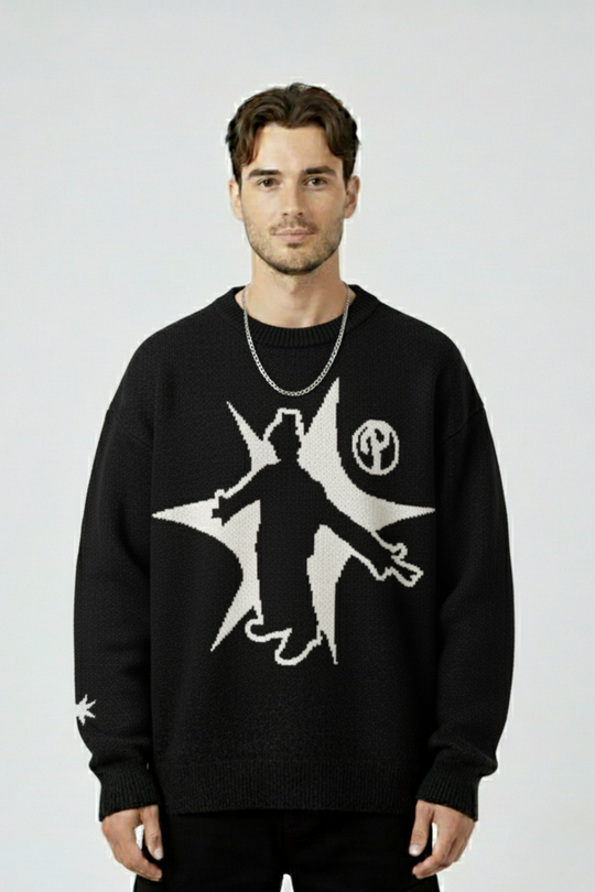 LifeOfStreetwear | Men’s Oversized Knit Graphic Sweater