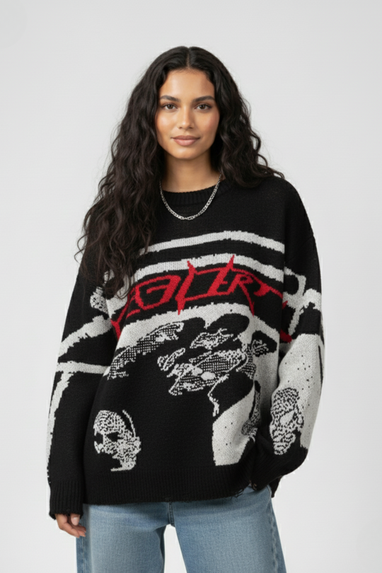 LifeOfStreetwear | Women’s Oversized Knit Striped Sweater