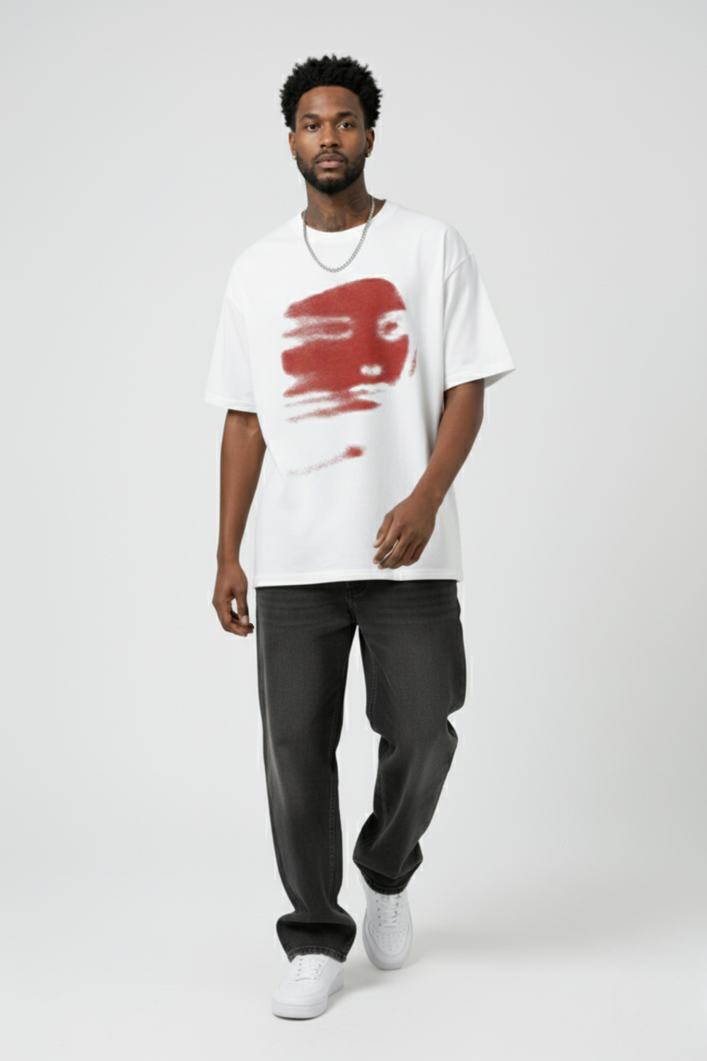 LifeOfStreetwear | Men’s White Graphic Face Oversized T-Shirt