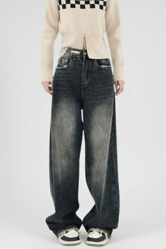 LifeOfStreetwear | Women’s Baggy Dark Wash High Waist Jeans