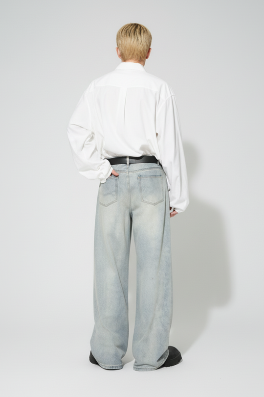 LifeOfStreetwear | Men’s Light Wash Baggy Wide Leg Jeans