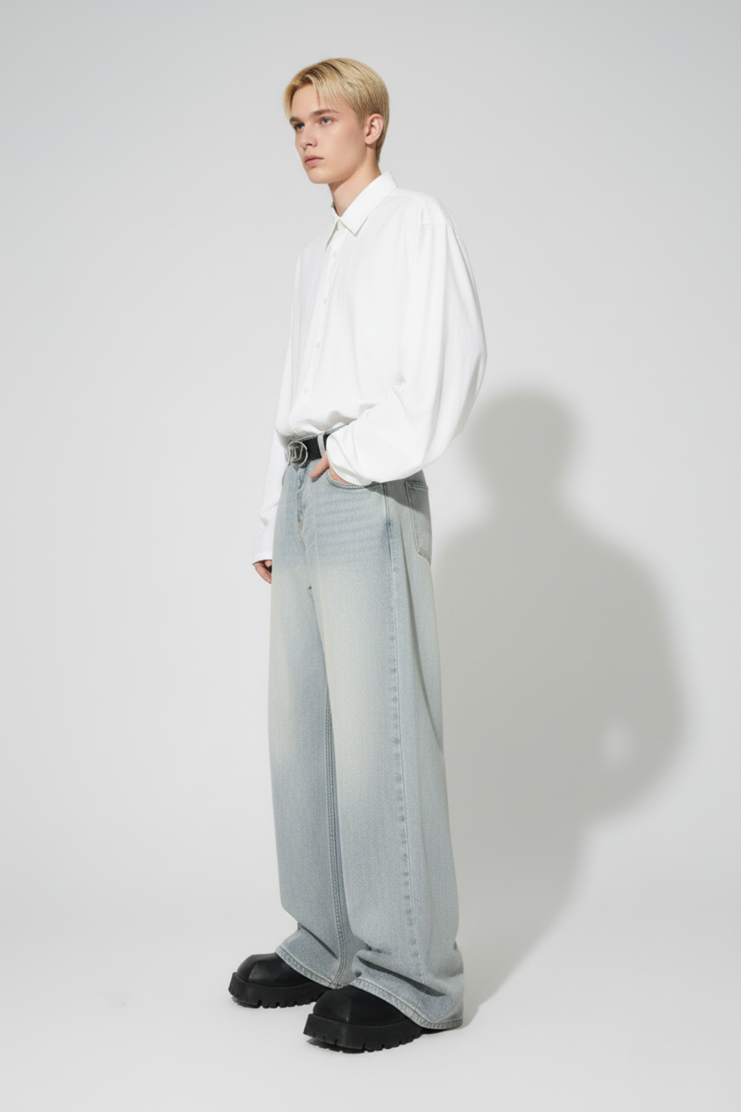 LifeOfStreetwear | Men’s Light Wash Baggy Wide Leg Jeans