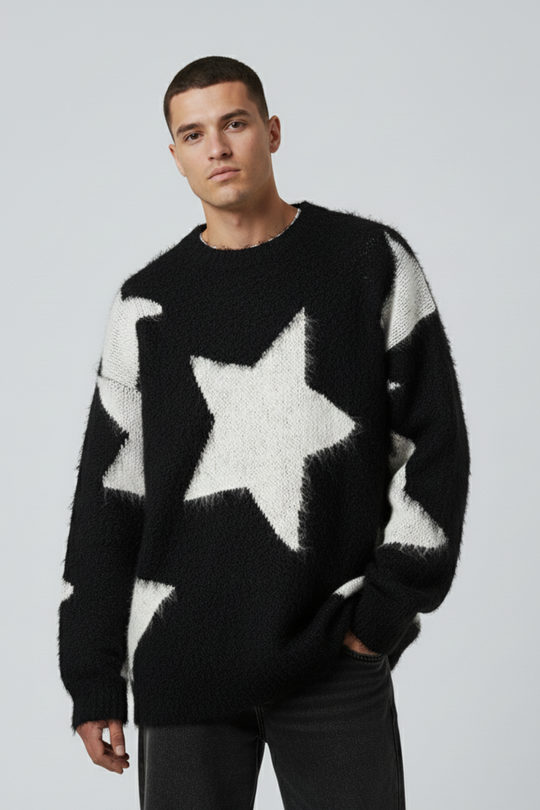 LifeOfStreetwear | Men’s Oversized Black Star Sweater