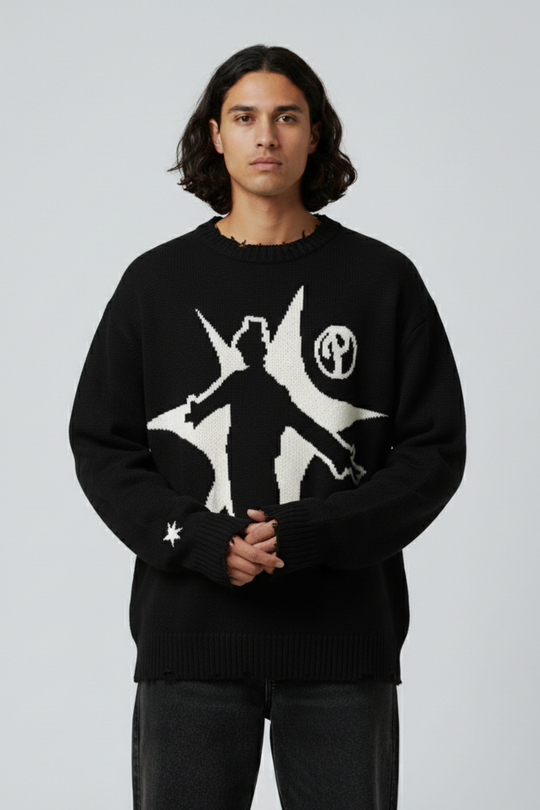 LifeOfStreetwear | Men’s Oversized Knit Graphic Sweater