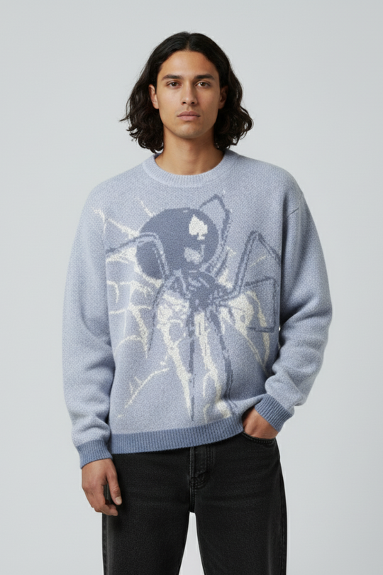 LifeOfStreetwear | Men’s Oversized Spider Sweater – Y2K Knit