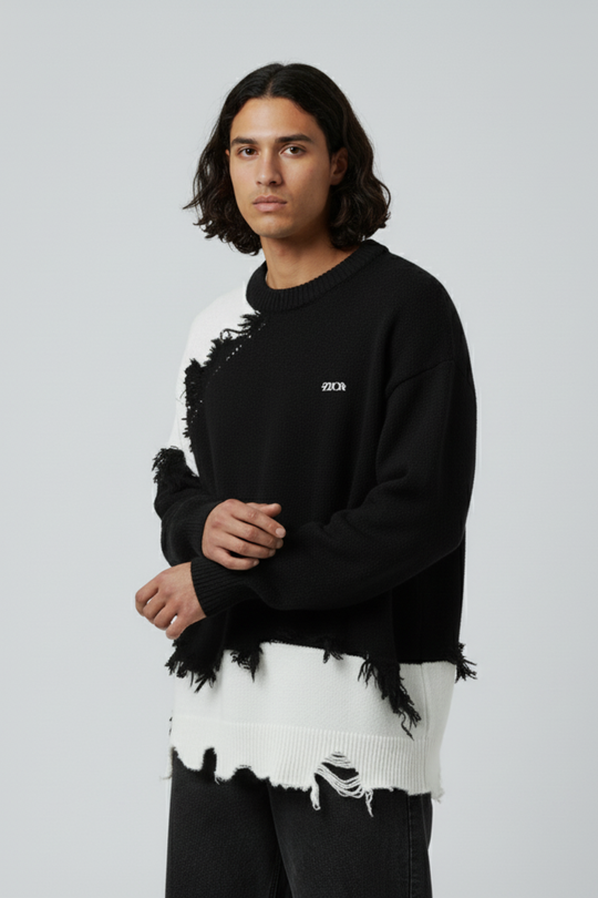 LifeOfStreetwear | Men’s Oversized Black & White Sweater