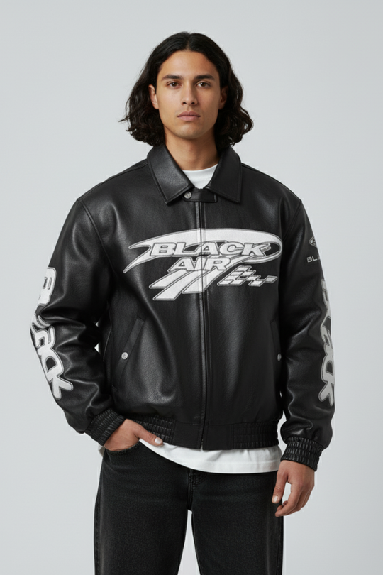 LifeOfStreetwear | Men’s Black Leather Bomber Jacket