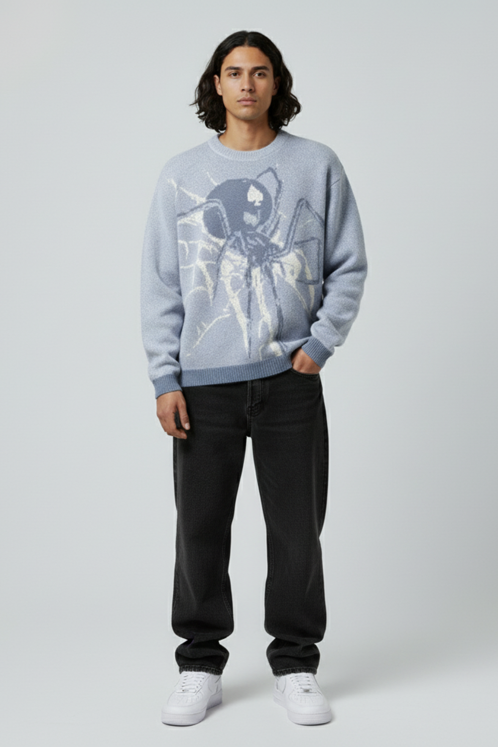 LifeOfStreetwear | Men’s Oversized Spider Sweater – Y2K Knit