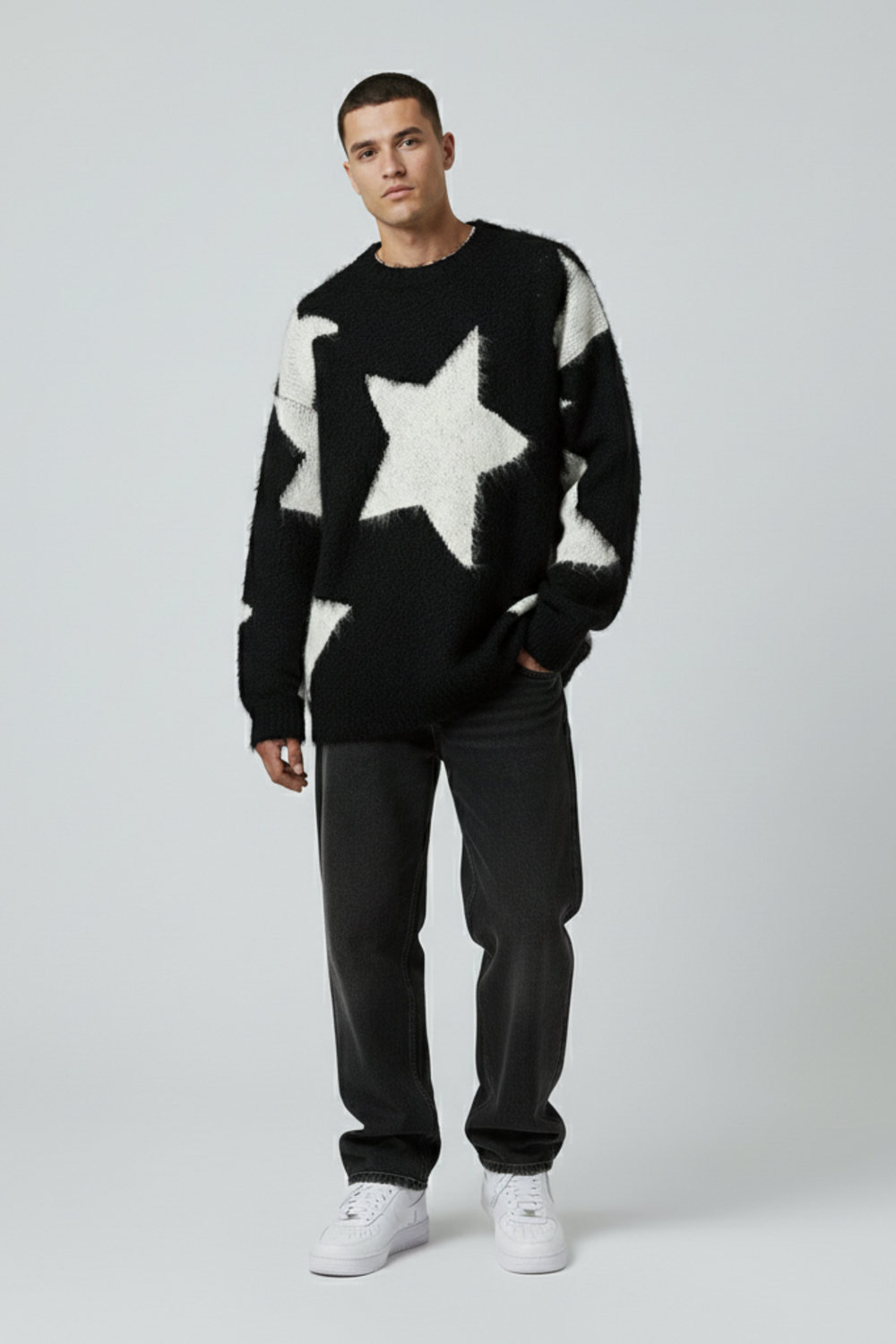 LifeOfStreetwear | Men’s Oversized Black Star Sweater