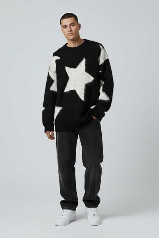 LifeOfStreetwear | Men’s Oversized Black Star Sweater