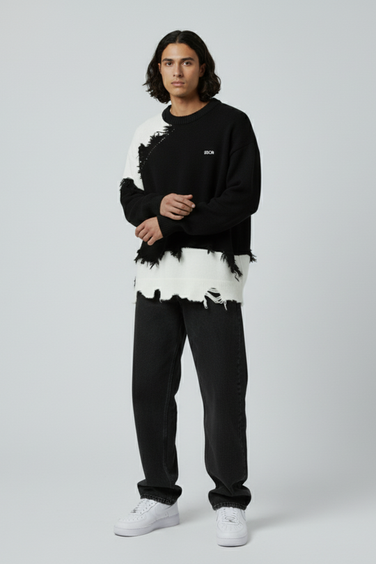 LifeOfStreetwear | Men’s Oversized Black & White Sweater