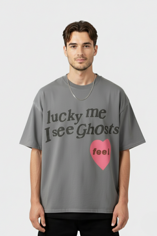 LifeOfStreetwear | Unisex Gray Heart Graphic Oversized T-Shirt